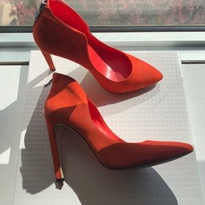 BCBGeneration red suede zip backed heels